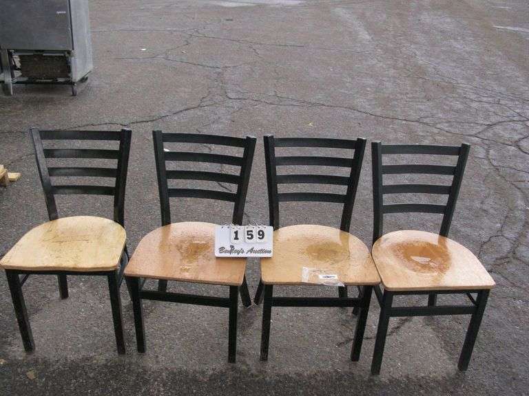 SET OF 4: WOOD CHAIRS - METAL FRAME