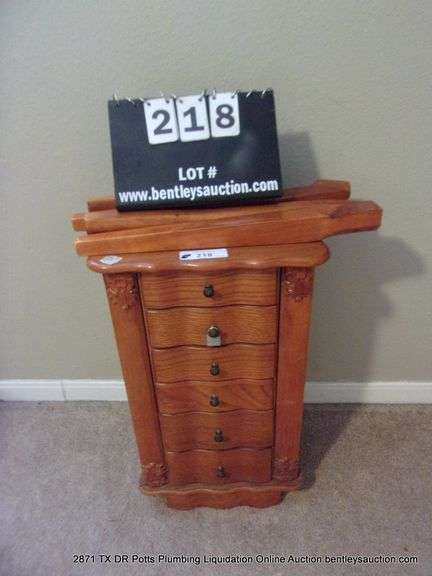 WOOD JEWELRY CABINET W/ 4 LEGS