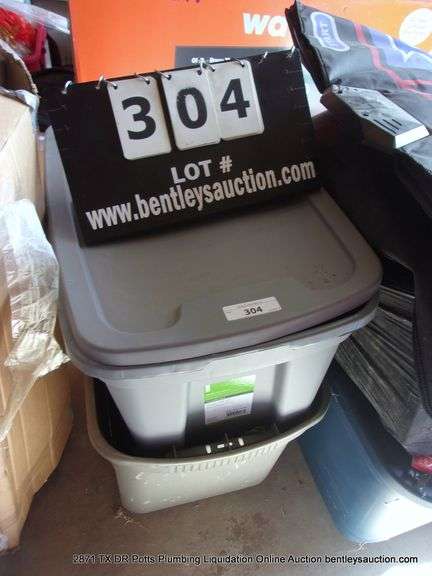 (2) POLY TOTES: CLOTHES, BOOTS, MISC