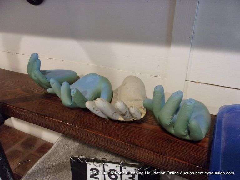 CONTENTS OF SHELVES: TUPPERWARE LIDS, GULF WAX, STICKERS, HAND DÉCOR, GLASS JARS, HEAT BATH