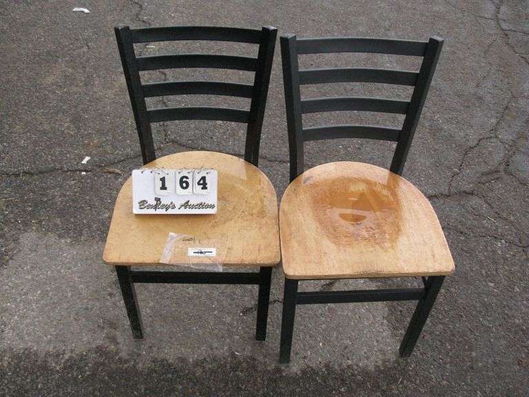 SET OF 2: WOOD CHAIRS - METAL FRAME