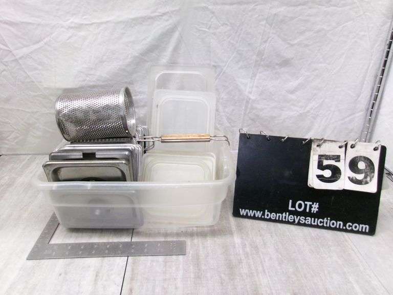 SMALL PLASTIC BIN, ASSORTED KITCHEN LIDS