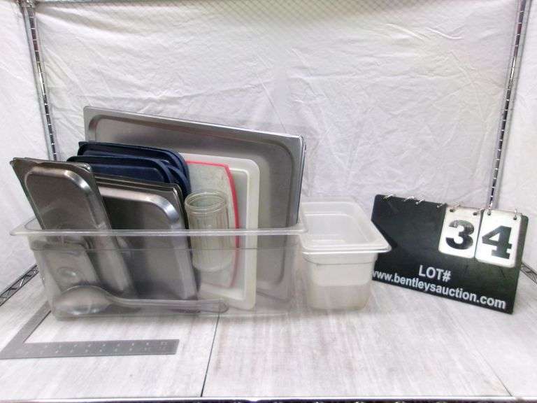 PLASTIC TOTE W/ VARIETY OF LIDS