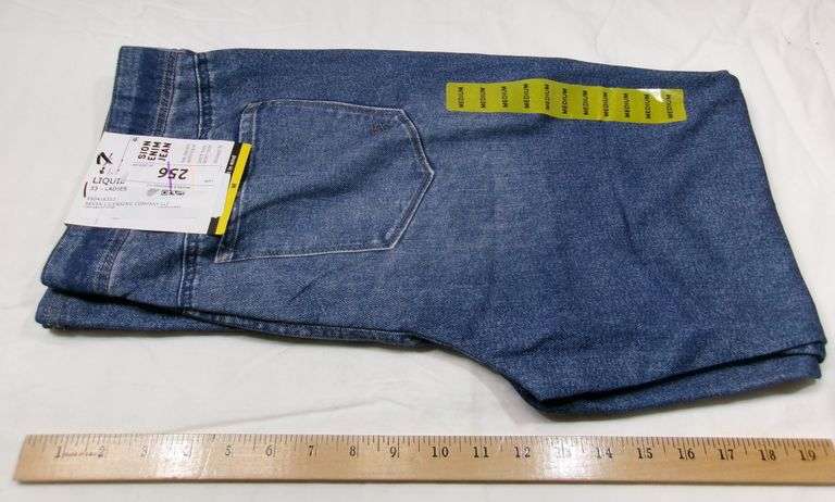 ILLUSION JEAN LEGGINGS, SIZE MEDIUM