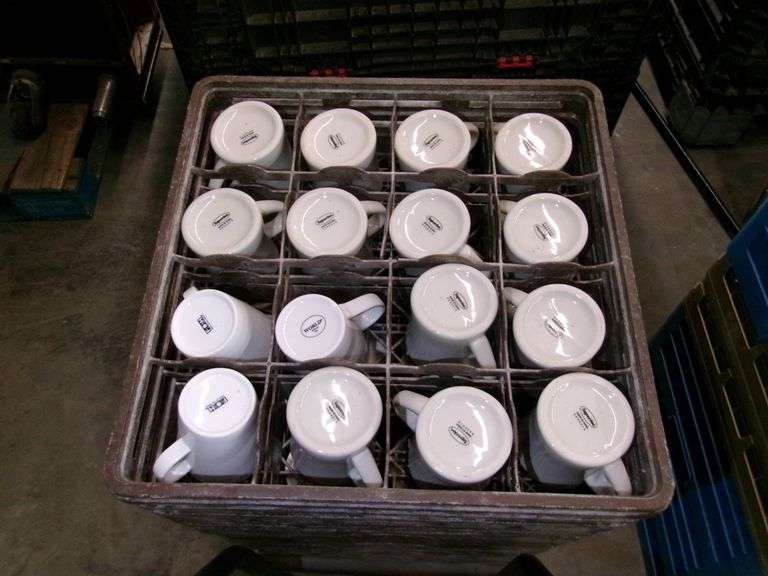 MUG STORAGE CRATE W/ COFFEE MUGS