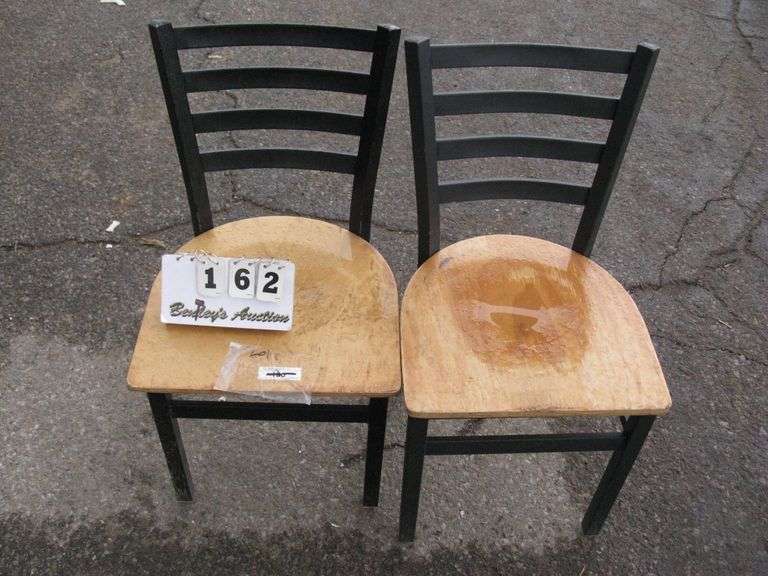 SET OF 2: WOOD CHAIRS - METAL FRAME