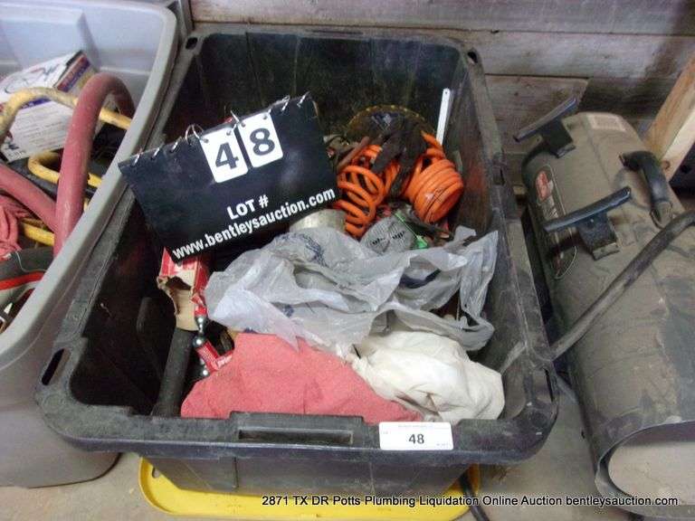 POLY TOTE: ASSORTED TOOLS - TROWEL, FLASHLIGHT, SCREWDRIVERS, ETC