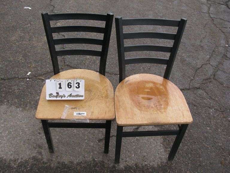 SET OF 2: WOOD CHAIRS - METAL FRAME