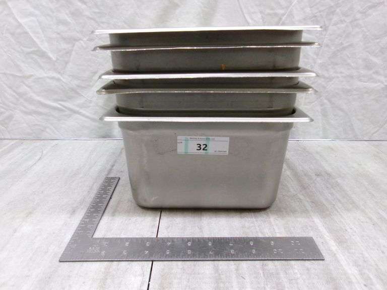 STACK OF METAL FOOD BINS, QTY 5