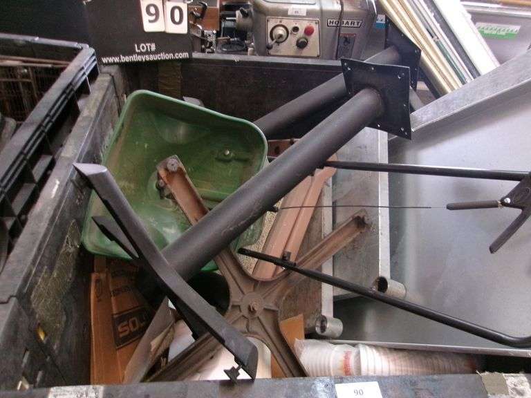 CRATE: MISC. ITEMS, TABLE BASES, SCOTTS TURFF SPREADER, ETC