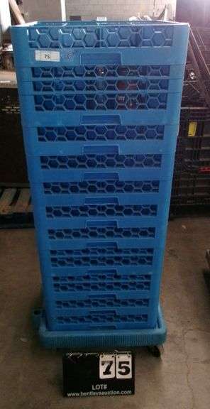 CARLISLE FOOD SERVICE COMPARTMENT GLASS RACK W/ 5 GLASS CUPS, QTY 11