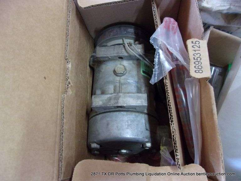BOX: USED PUMP, A/C COMP. MISC FITTINGS