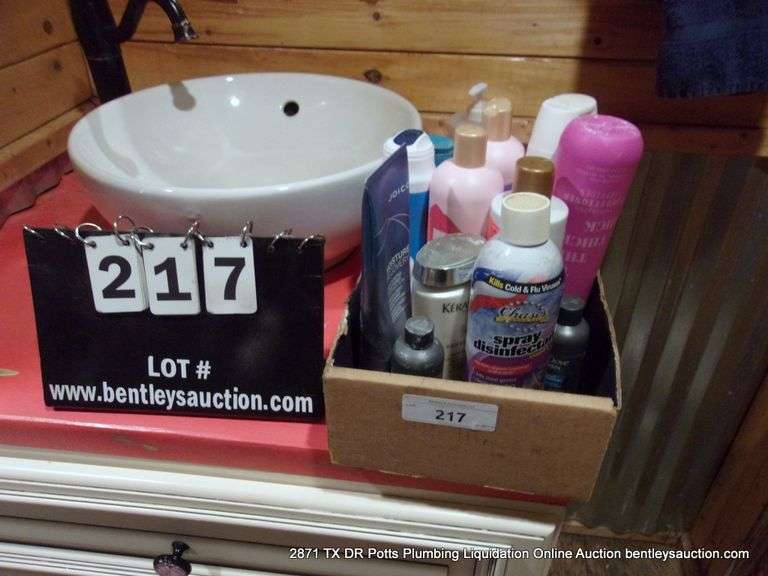 BOX: DISINFECTANT, SHAVE GEL, SHAMPOO, CONDITIONER