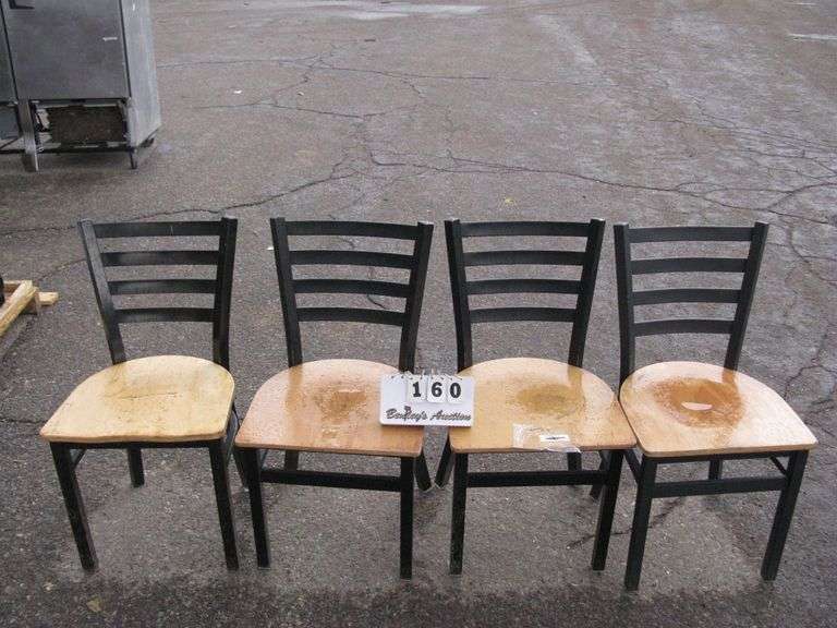SET OF 4: WOOD CHAIRS - METAL FRAME