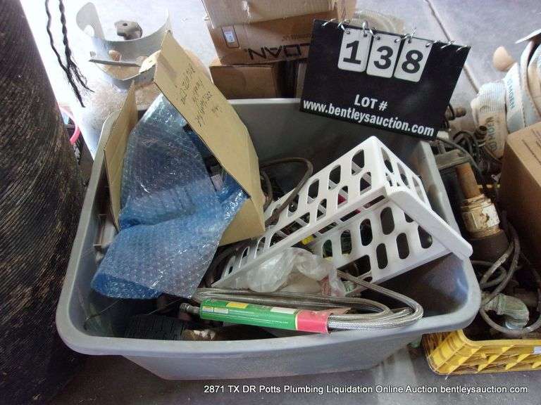 PLASTIC TUB: MISC TOOLS, WATER SUPPLY, STRAPS, ETC