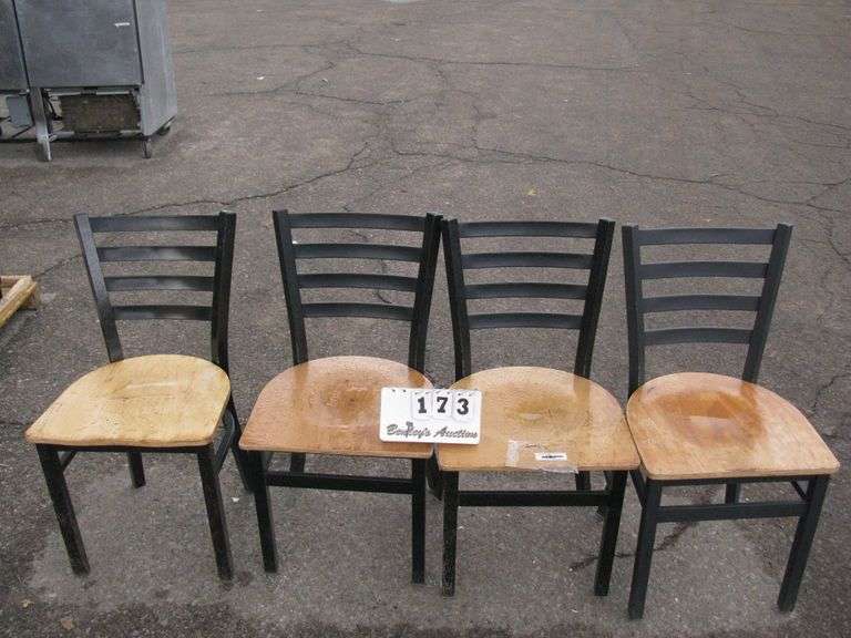 SET OF 4: WOOD CHAIRS - METAL FRAME