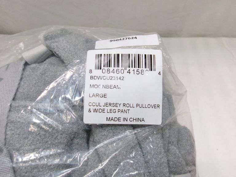 JERSEY ROLL PULLOVER & WIDE LEG PANT, SIZE LARGE