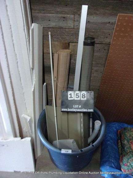 PLASTIC TUB: PIPE, HOUSE SIDING, WINDOW SHADE, ETC