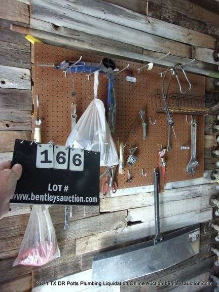 CONTENTS OF BOARD: COMBINATION WRENCHES, CRESCENT WRENCHES, SCREWDRIVERS