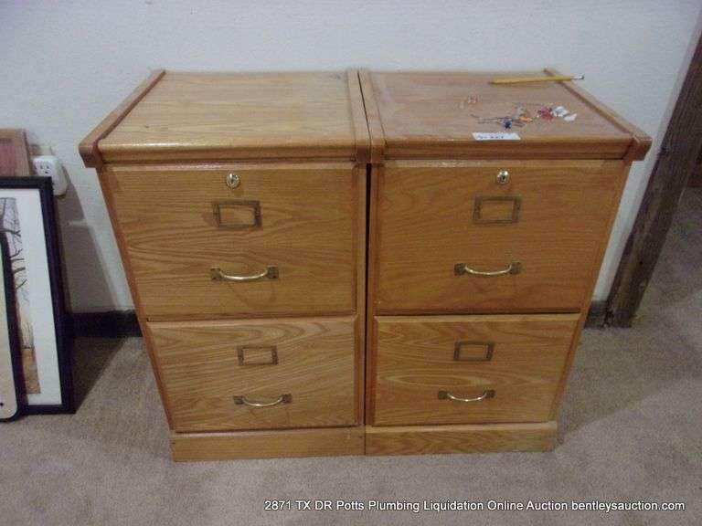 LOT: (2) 2-DRAWER WOOD FILE CABINETS