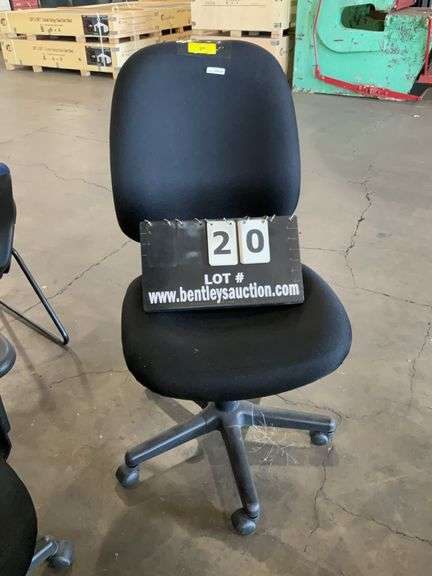 BLACK CREPE FABRIC SEAT W/ ADJUSTABLE ARMS, GAS LIFT HEIGHT & SEAT BACK