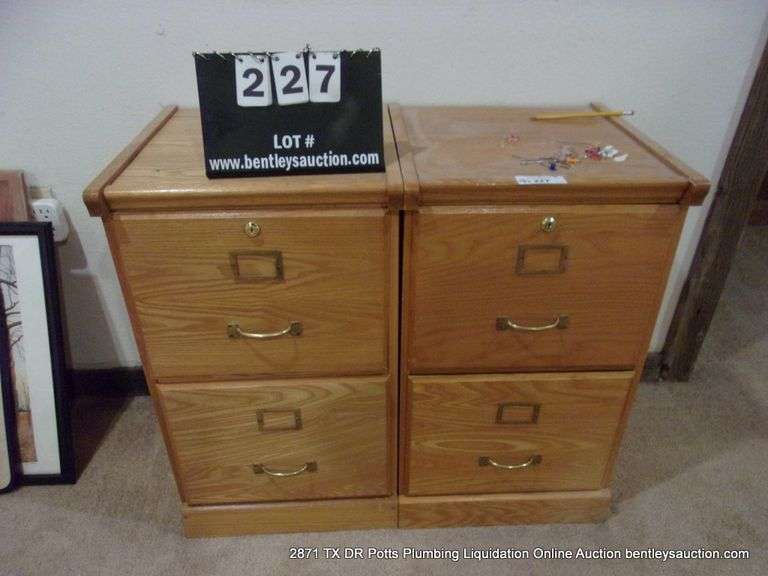 LOT: (2) 2-DRAWER WOOD FILE CABINETS
