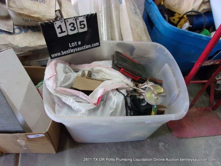 POLY TOTE: DOG LEASH ANCHORS, SCREWDRIVER PICKS, CONSTRUCTION SCREWS, ETC