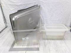 PLASTIC TOTE W/ VARIETY OF LIDS