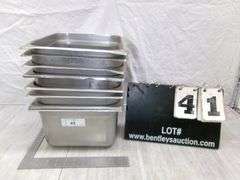 STACK OF STAINLESS STEEL PANS, 8 QTY