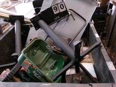 CRATE: MISC. ITEMS, TABLE BASES, SCOTTS TURFF SPREADER, ETC