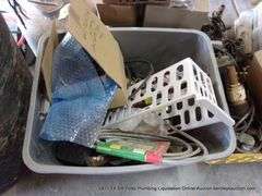 PLASTIC TUB: MISC TOOLS, WATER SUPPLY, STRAPS, ETC