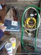 LOT: WALL HANGING ITEMS - CORDS COPPER, JUMPER CABLES