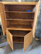 WOODEN 4-DOOR CABINET ON WHEELS