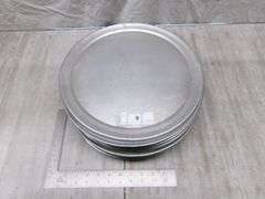 STACK OF SILVER PIZZA PANS QTY 24