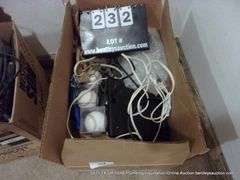 BOX: MISC CD'S, VIDEO'S, CORDS, (3) SIGNED BASEBALLS