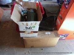 LOT: (2) BOXES - BRAUN TRIMMERS, SEWING ACCESSORIES, THREAD HOLDER, THREAD