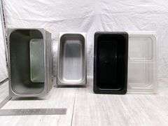 STACK OF STAINLESS STEEL FOOD TRAYS, 8QTY