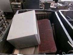 CRATE: MISC. KITCHEN ITEMS, TABLE TOPS, MICROWAVE