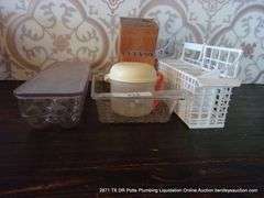 LOT: EGG HOLDER, KNIFE HOLDER, SILVERWARE, DRY RACK