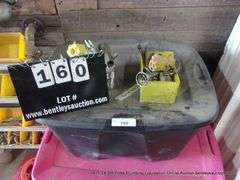 EMPTY BLACK TUB, (2) PLASTIC CONTAINERS: MISC, SEWER MACHINE, WATER KEYS