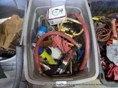 PLASTIC CONTAINER: MISC TOOLS & GAS GAUGES, ETC