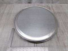 STACK OF SILVER PIZZA PANS QTY 15