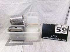 SMALL PLASTIC BIN, ASSORTED KITCHEN LIDS