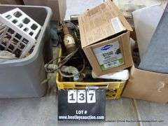 BOX: USED PUMP, A/C COMP. MISC FITTINGS