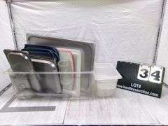 PLASTIC TOTE W/ VARIETY OF LIDS