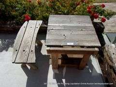 SMALL WOOD TABLE AND WOOD BENCH