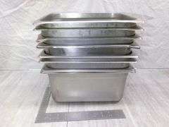 STACK OF STAINLESS STEEL PANS, 8 QTY