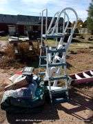 LOT: SWIMMING POOL LADDERS, SWIMMING POOL COVER, POOL INFLATABLES, ETC