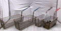 4 STAINLESS STEEL DEEP FRYER BASKETS, 4 X MONEY