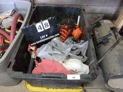 POLY TOTE: ASSORTED TOOLS - TROWEL, FLASHLIGHT, SCREWDRIVERS, ETC